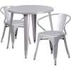 image:imageFlash Furniture Conrad Commercial Grade 30 Round Green Metal IndoorOutdoor Table Set with 2 Arm ChairsSilver