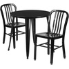 image:imageFlash Furniture Craig Commercial Grade 30 Round White Metal IndoorOutdoor Table Set with 2 Vertical Slat Back ChairsBlack