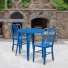 image:imageFlash Furniture Craig Commercial Grade 30 Round White Metal IndoorOutdoor Table Set with 2 Vertical Slat Back ChairsBlue