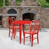 image:imageFlash Furniture Craig Commercial Grade 30 Round White Metal IndoorOutdoor Table Set with 2 Vertical Slat Back ChairsRed
