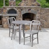 image:imageFlash Furniture Craig Commercial Grade 30 Round White Metal IndoorOutdoor Table Set with 2 Vertical Slat Back ChairsSilver