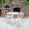 image:imageFlash Furniture Craig Commercial Grade 30 Round White Metal IndoorOutdoor Table Set with 2 Vertical Slat Back ChairsWhite
