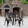 image:imageFlash Furniture Dalton Commercial Grade 30 Round Red Metal IndoorOutdoor Table Set with 4 Cafe ChairsBlackantique Gold