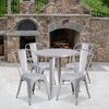image:imageFlash Furniture Dalton Commercial Grade 30 Round Red Metal IndoorOutdoor Table Set with 4 Cafe ChairsSilver