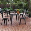 image:imageFlash Furniture Declan Commercial Outdoor Dining Table All Weather Poly Resin Top with Steel Base 2375 Square BrownSilverBlack TopBlack Frame