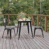 image:imageFlash Furniture Declan Commercial Outdoor Dining Table All Weather Poly Resin Top with Steel Base 2375 Square BrownSilverBlack TopBlack Frame