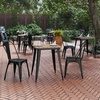 image:imageFlash Furniture Declan Commercial Outdoor Dining Table All Weather Poly Resin Top with Steel Base 2375 Square BrownSilverBrown TopBlack Frame