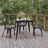 image:imageFlash Furniture Declan Commercial Outdoor Dining Table All Weather Poly Resin Top with Steel Base 315 Square BrownSilverBlack TopBlack Frame