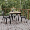 image:imageFlash Furniture Declan Commercial Outdoor Dining Table All Weather Poly Resin Top with Steel Base 315 Square BrownSilverBrown TopBlack Frame