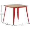 image:imageFlash Furniture Declan Commercial Outdoor Dining Table All Weather Poly Resin Top with Steel Base 315 Square BrownSilverBrown TopRed Frame