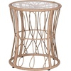 image:imageFlash Furniture Devon 3Piece IndoorOutdoor Bistro Set  Tan Finish Rattan Rope Papasan Style Chairs and Glass Top Side Table  Black Back and Seat Cushions