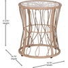 image:imageFlash Furniture Devon 3Piece IndoorOutdoor Bistro Set  Tan Finish Rattan Rope Papasan Style Chairs and Glass Top Side Table  Black Back and Seat Cushions