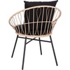 image:imageFlash Furniture Devon 3Piece IndoorOutdoor Bistro Set  Tan Finish Rattan Rope Papasan Style Chairs and Glass Top Side Table  Black Back and Seat Cushions