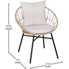 image:imageFlash Furniture Devon IndoorOutdoor Bistro Set  Tan Finish Rattan Rope Papasan Style Chairs and Glass Top Side Table  Light Gray Back and Seat Cushions 1575x1575x25 3Piece