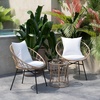 image:imageFlash Furniture Devon IndoorOutdoor Bistro Set  Tan Finish Rattan Rope Papasan Style Chairs and Glass Top Side Table  Light Gray Back and Seat Cushions 1575x1575x25 3Piece