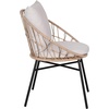image:imageFlash Furniture Devon IndoorOutdoor Bistro Set  Tan Finish Rattan Rope Papasan Style Chairs and Glass Top Side Table  Light Gray Back and Seat Cushions 1575x1575x25 3Piece