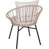 image:imageFlash Furniture Devon IndoorOutdoor Bistro Set  Tan Finish Rattan Rope Papasan Style Chairs and Glass Top Side Table  Light Gray Back and Seat Cushions 1575x1575x25 3Piece