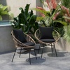 image:imageFlash Furniture Devon Set of 2 Modern Boho Rattan Rope Chairs WeatherResistant Tan Finish Rattan with Black Back and Seat Cushions  IndoorOutdoorTanBlack