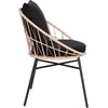 image:imageFlash Furniture Devon Set of 2 Modern Boho Rattan Rope Chairs WeatherResistant Tan Finish Rattan with Black Back and Seat Cushions  IndoorOutdoorTanBlack