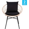 image:imageFlash Furniture Devon Set of 2 Modern Boho Rattan Rope Chairs WeatherResistant Tan Finish Rattan with Black Back and Seat Cushions  IndoorOutdoorTanBlack