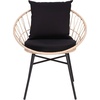 image:imageFlash Furniture Devon Set of 2 Modern Boho Rattan Rope Chairs WeatherResistant Tan Finish Rattan with Black Back and Seat Cushions  IndoorOutdoorTanBlack