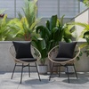 image:imageFlash Furniture Devon Set of 2 Modern Boho Rattan Rope Chairs WeatherResistant Tan Finish Rattan with Black Back and Seat Cushions  IndoorOutdoorTanBlack