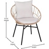 image:imageFlash Furniture Devon Set of 2 Modern Boho Rattan Rope Chairs WeatherResistant Tan Finish Rattan with Black Back and Seat Cushions  IndoorOutdoorTanLight Gray