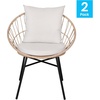 image:imageFlash Furniture Devon Set of 2 Modern Boho Rattan Rope Chairs WeatherResistant Tan Finish Rattan with Black Back and Seat Cushions  IndoorOutdoorTanLight Gray