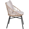 image:imageFlash Furniture Devon Set of 2 Modern Boho Rattan Rope Chairs WeatherResistant Tan Finish Rattan with Black Back and Seat Cushions  IndoorOutdoorTanLight Gray