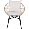 image:imageFlash Furniture Devon Set of 2 Modern Boho Rattan Rope Chairs WeatherResistant Tan Finish Rattan with Black Back and Seat Cushions  IndoorOutdoorTanLight Gray