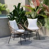 image:imageFlash Furniture Devon Set of 2 Modern Boho Rattan Rope Chairs WeatherResistant Tan Finish Rattan with Black Back and Seat Cushions  IndoorOutdoorTanLight Gray