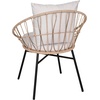image:imageFlash Furniture Devon Set of 2 Modern Boho Rattan Rope Chairs WeatherResistant Tan Finish Rattan with Black Back and Seat Cushions  IndoorOutdoorTanLight Gray