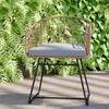 image:imageFlash Furniture Devon Set of 2 Patio Boho Club Chairs  Rope with Natural Finish PE Wicker Rattan  Light Gray Seat Cushions and Sled Base  IndoorOutdoor Use