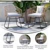 image:imageFlash Furniture Devon Set of 2 Patio Boho Club Chairs  Rope with Natural Finish PE Wicker Rattan  Light Gray Seat Cushions and Sled Base  IndoorOutdoor Use
