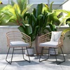 image:imageFlash Furniture Devon Set of 2 Patio Boho Club Chairs  Rope with Natural Finish PE Wicker Rattan  Light Gray Seat Cushions and Sled Base  IndoorOutdoor Use