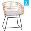 image:imageFlash Furniture Devon Set of 2 Patio Boho Club Chairs  Rope with Natural Finish PE Wicker Rattan  Light Gray Seat Cushions and Sled Base  IndoorOutdoor Use