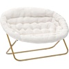 image:imageFlash Furniture Eleanor Double Saucer Chair with Folding Steel Frame Portable Oversized Saucer Chair for Dorm or Bedroom 56 Ivory Faux ShearlingSoft Gold FrameIvory Faux Shearling FabricSoft Gold Frame