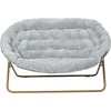 image:imageFlash Furniture Eleanor Double Saucer Chair with Folding Steel Frame Portable Oversized Saucer Chair for Dorm or Bedroom 56 Ivory Faux ShearlingSoft Gold FrameGray Faux FurSoft Gold Frame