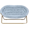 image:imageFlash Furniture Eleanor Double Saucer Chair with Folding Steel Frame Portable Oversized Saucer Chair for Dorm or Bedroom 56 Ivory Faux ShearlingSoft Gold FrameAqua Faux FurSoft Gold Frame