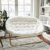 image:imageFlash Furniture Eleanor Double Saucer Chair with Folding Steel Frame Portable Oversized Saucer Chair for Dorm or Bedroom 56 Ivory Faux ShearlingSoft Gold FrameIvory Faux ShearlingSoft Gold Frame