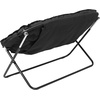 image:imageFlash Furniture Eleanor Double Saucer Chair with Folding Steel Frame Portable Oversized Saucer Chair for Dorm or Bedroom 56 Ivory Faux ShearlingSoft Gold FrameBlack FabricBlack Frame