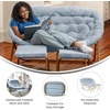 image:imageFlash Furniture Eleanor Double Saucer Chair with Folding Steel Frame Portable Oversized Saucer Chair for Dorm or Bedroom 56 Ivory Faux ShearlingSoft Gold FrameAqua FabricSoft Gold Frame
