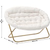 image:imageFlash Furniture Eleanor Double Saucer Chair with Folding Steel Frame Portable Oversized Saucer Chair for Dorm or Bedroom 56 Ivory Faux ShearlingSoft Gold FrameIvory Faux Shearling FabricSoft Gold Frame