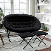 image:imageFlash Furniture Eleanor Double Saucer Chair with Folding Steel Frame Portable Oversized Saucer Chair for Dorm or Bedroom 56 Ivory Faux ShearlingSoft Gold FrameBlack FabricBlack Frame