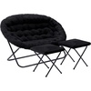 image:imageFlash Furniture Eleanor Double Saucer Chair with Folding Steel Frame Portable Oversized Saucer Chair for Dorm or Bedroom 56 Ivory Faux ShearlingSoft Gold FrameBlack FabricBlack Frame
