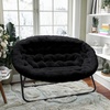 image:imageFlash Furniture Eleanor Double Saucer Chair with Folding Steel Frame Portable Oversized Saucer Chair for Dorm or Bedroom 56 Ivory Faux ShearlingSoft Gold FrameBlack FabricBlack Frame