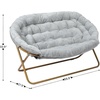 image:imageFlash Furniture Eleanor Double Saucer Chair with Folding Steel Frame Portable Oversized Saucer Chair for Dorm or Bedroom 56 Ivory Faux ShearlingSoft Gold FrameGray FabricSoft Gold Frame