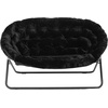 image:imageFlash Furniture Eleanor Double Saucer Chair with Folding Steel Frame Portable Oversized Saucer Chair for Dorm or Bedroom 56 Ivory Faux ShearlingSoft Gold FrameBlack FabricBlack Frame
