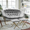 image:imageFlash Furniture Eleanor Double Saucer Chair with Folding Steel Frame Portable Oversized Saucer Chair for Dorm or Bedroom 56 Ivory Faux ShearlingSoft Gold FrameGray FabricSoft Gold Frame