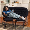 image:imageFlash Furniture Eleanor Double Saucer Chair with Folding Steel Frame Portable Oversized Saucer Chair for Dorm or Bedroom 56 Ivory Faux ShearlingSoft Gold FrameBlack FabricBlack Frame